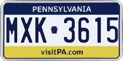 PA license plate MXK3615