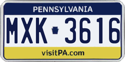 PA license plate MXK3616