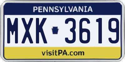 PA license plate MXK3619