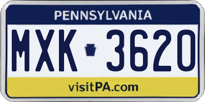 PA license plate MXK3620