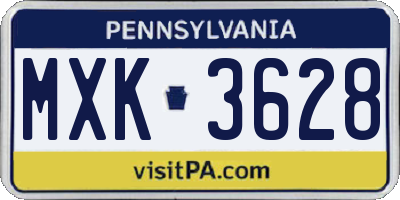 PA license plate MXK3628