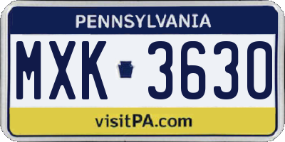 PA license plate MXK3630