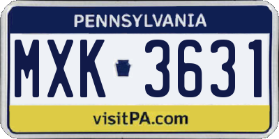 PA license plate MXK3631