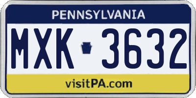 PA license plate MXK3632