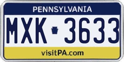 PA license plate MXK3633