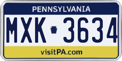 PA license plate MXK3634