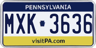 PA license plate MXK3636