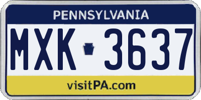 PA license plate MXK3637