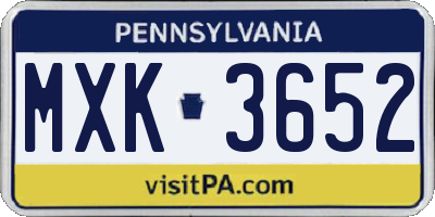 PA license plate MXK3652