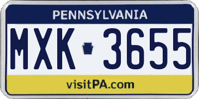 PA license plate MXK3655