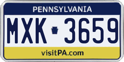 PA license plate MXK3659