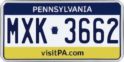 PA license plate MXK3662
