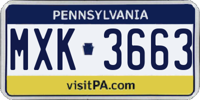 PA license plate MXK3663