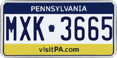 PA license plate MXK3665