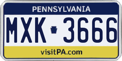 PA license plate MXK3666