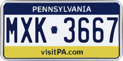 PA license plate MXK3667