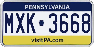 PA license plate MXK3668