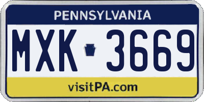 PA license plate MXK3669