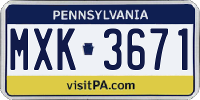 PA license plate MXK3671