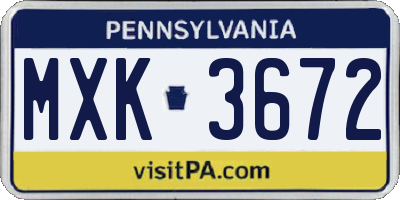 PA license plate MXK3672