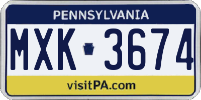 PA license plate MXK3674