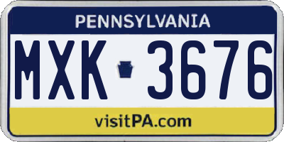PA license plate MXK3676