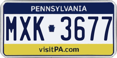 PA license plate MXK3677