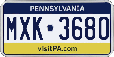 PA license plate MXK3680