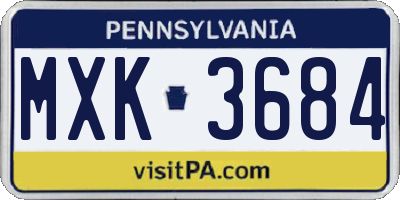 PA license plate MXK3684