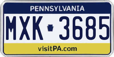 PA license plate MXK3685