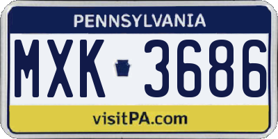 PA license plate MXK3686