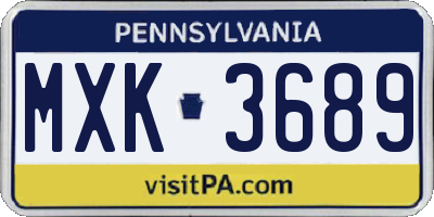 PA license plate MXK3689
