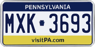 PA license plate MXK3693