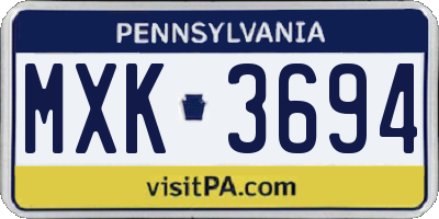 PA license plate MXK3694