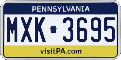 PA license plate MXK3695