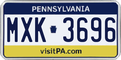PA license plate MXK3696