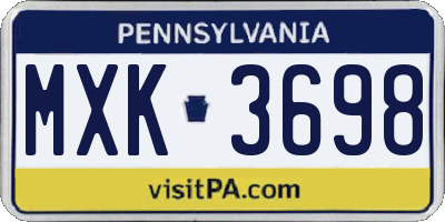 PA license plate MXK3698