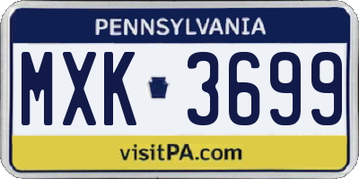 PA license plate MXK3699