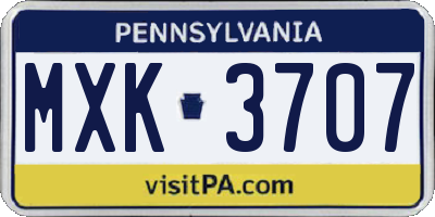 PA license plate MXK3707