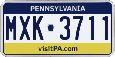 PA license plate MXK3711