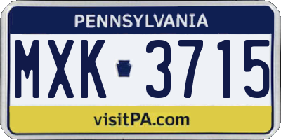 PA license plate MXK3715