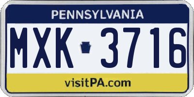 PA license plate MXK3716