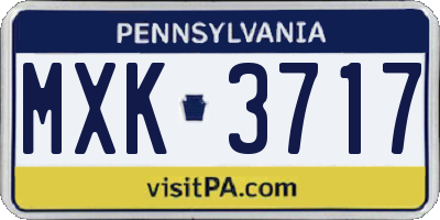 PA license plate MXK3717