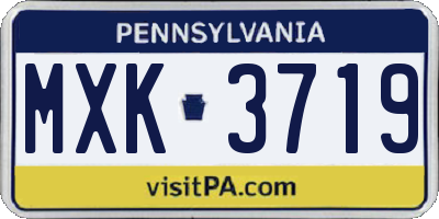 PA license plate MXK3719