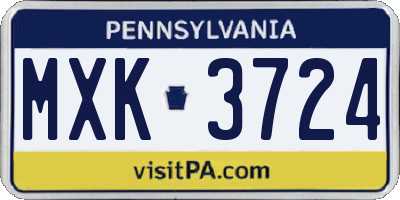 PA license plate MXK3724