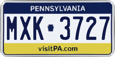 PA license plate MXK3727