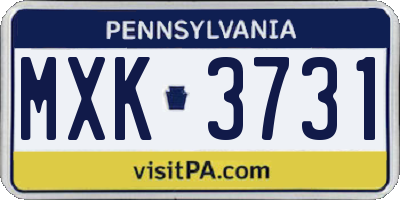 PA license plate MXK3731