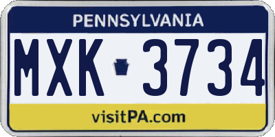 PA license plate MXK3734