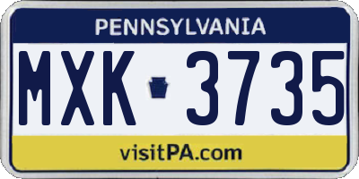 PA license plate MXK3735