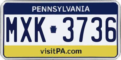 PA license plate MXK3736